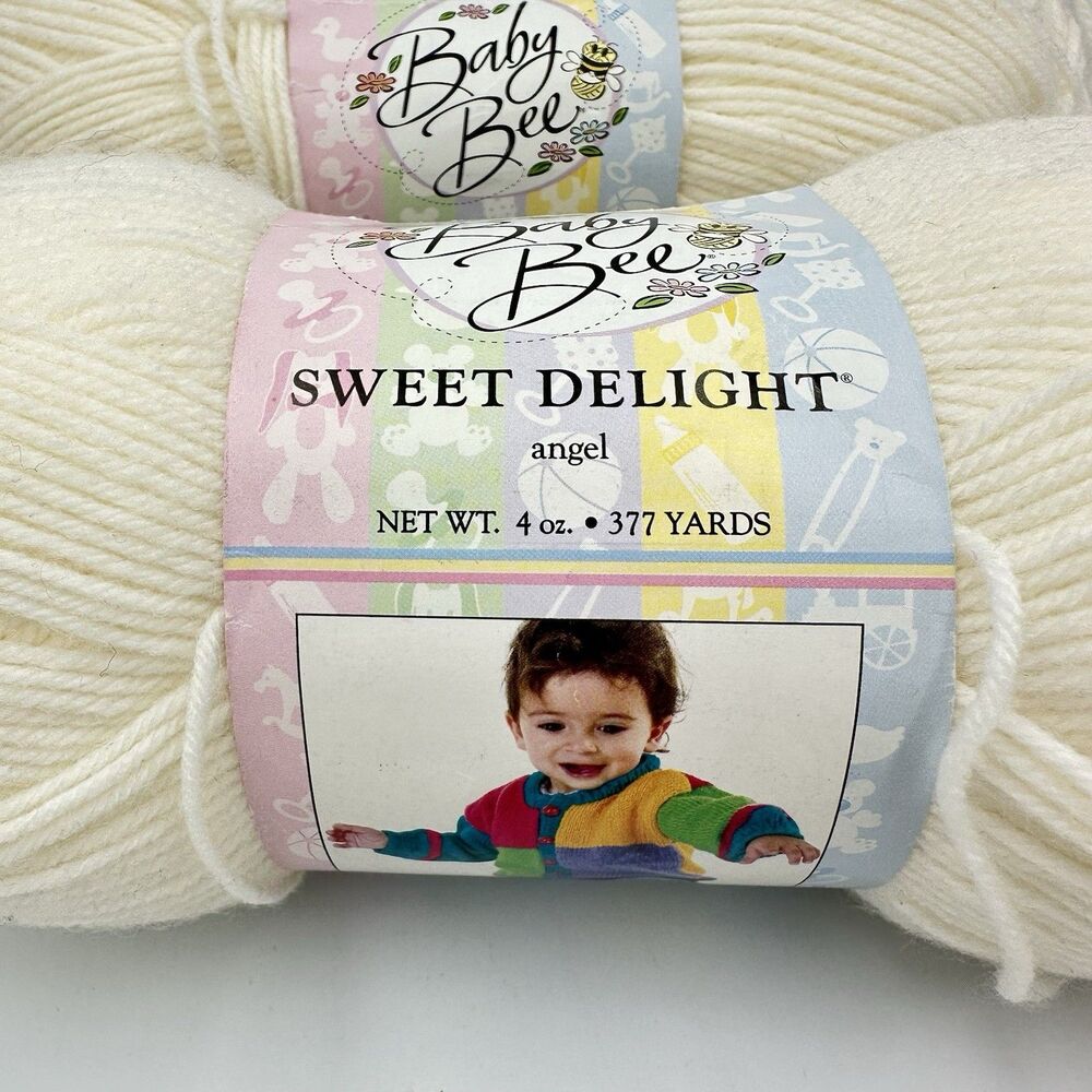 2 New Baby Bee Sweet Delight acrylic yarn 4oz/skein ANGEL/10 Lot#158387 - Picture 2 of 5